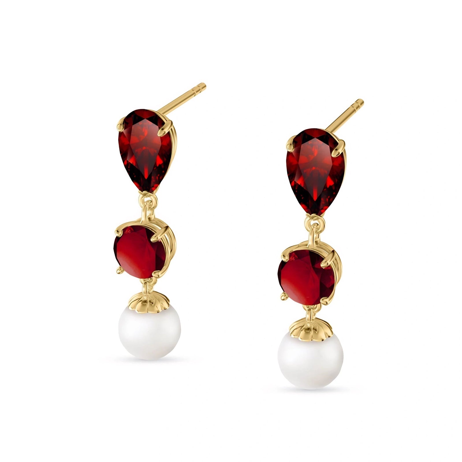 Yellow Gold Pearl & Garnet — Mariacaterina