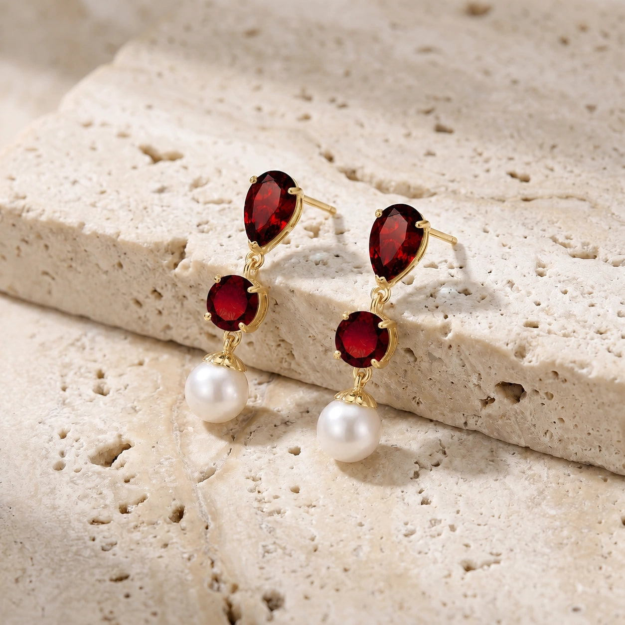 Yellow Gold Pearl & Garnet — Mariacaterina