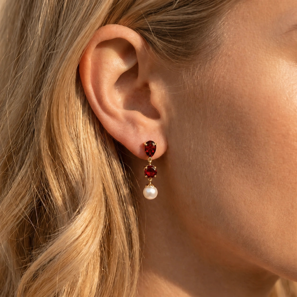 Yellow Gold Pearl & Garnet — Mariacaterina