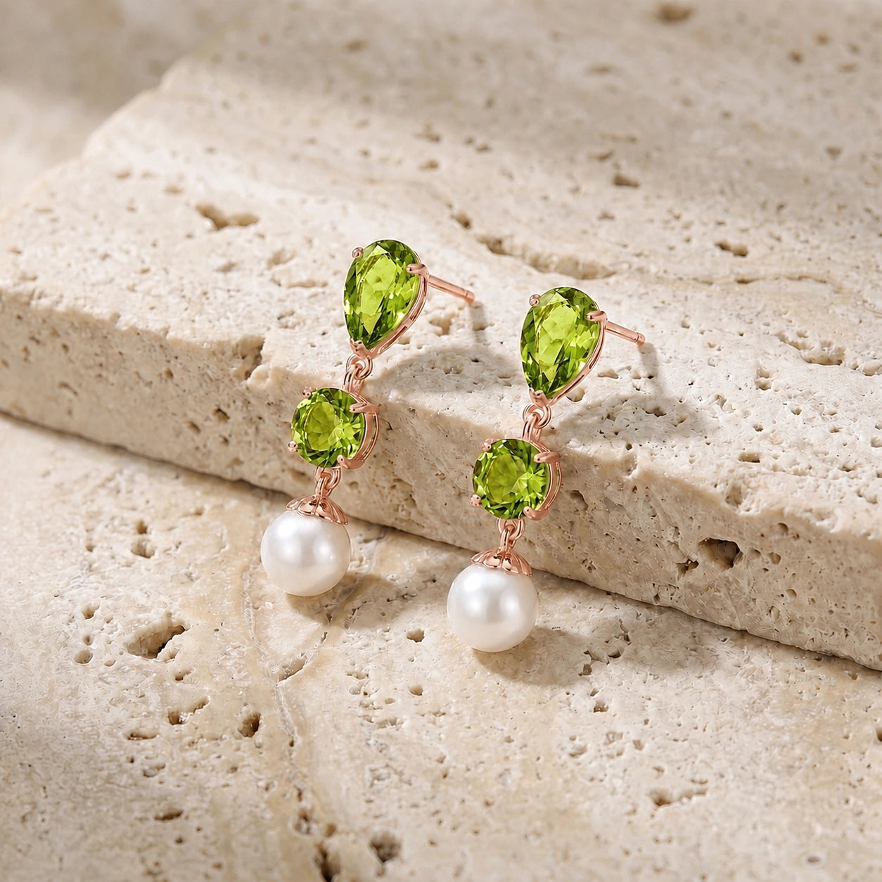 Rose Gold Pearl & Peridot — Mariacaterina
