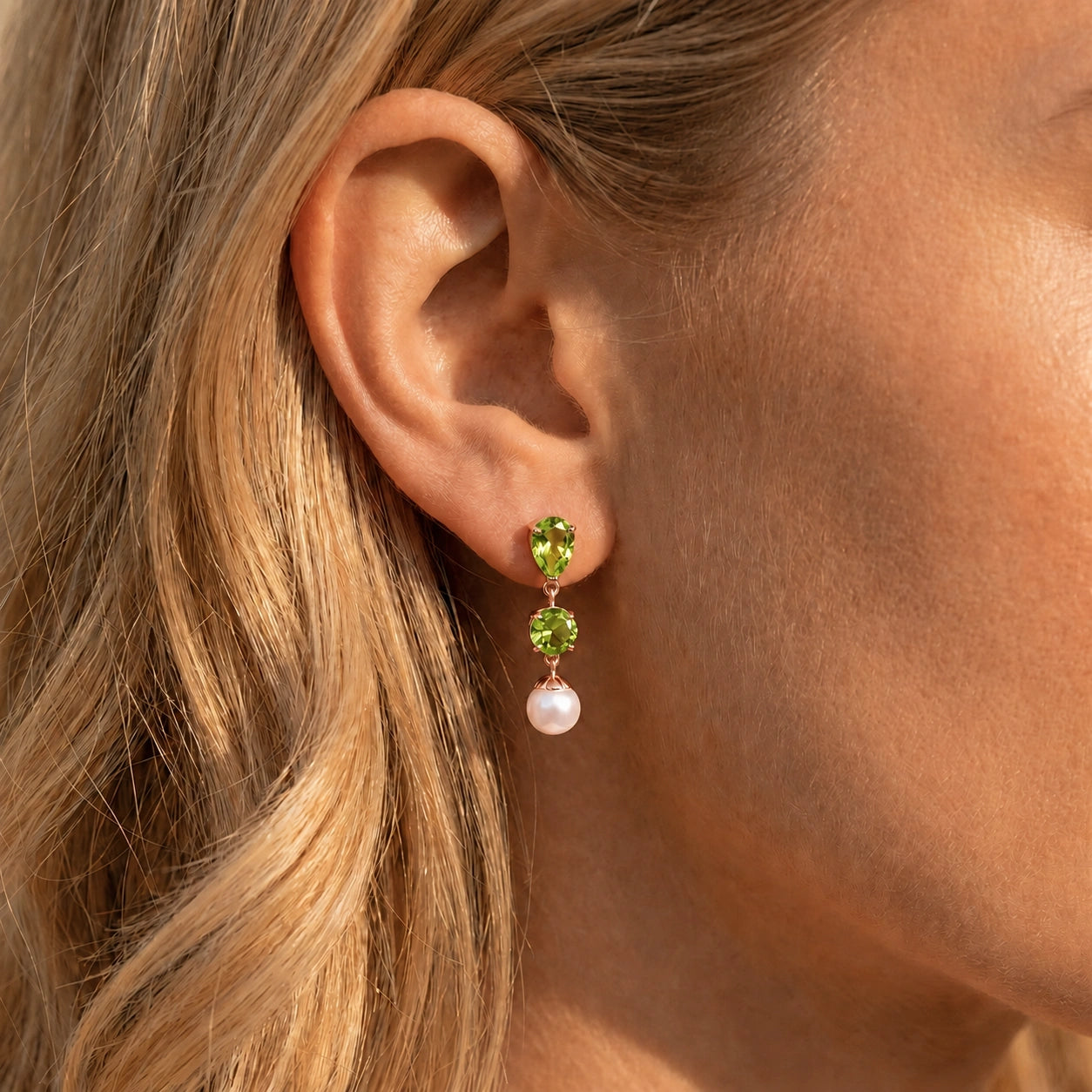 Rose Gold Pearl & Peridot — Mariacaterina