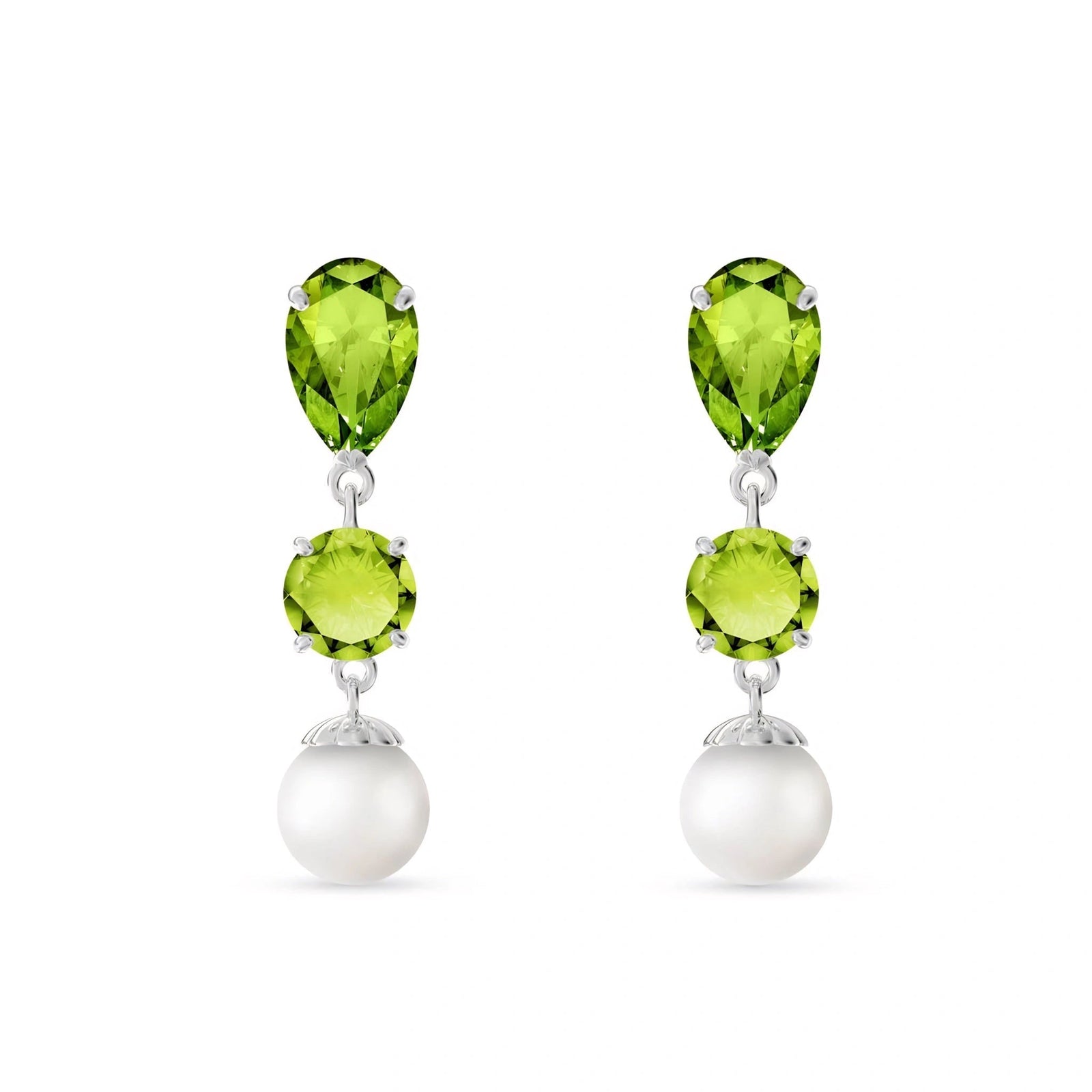 White Gold Pearl & Peridot — Mariacaterina