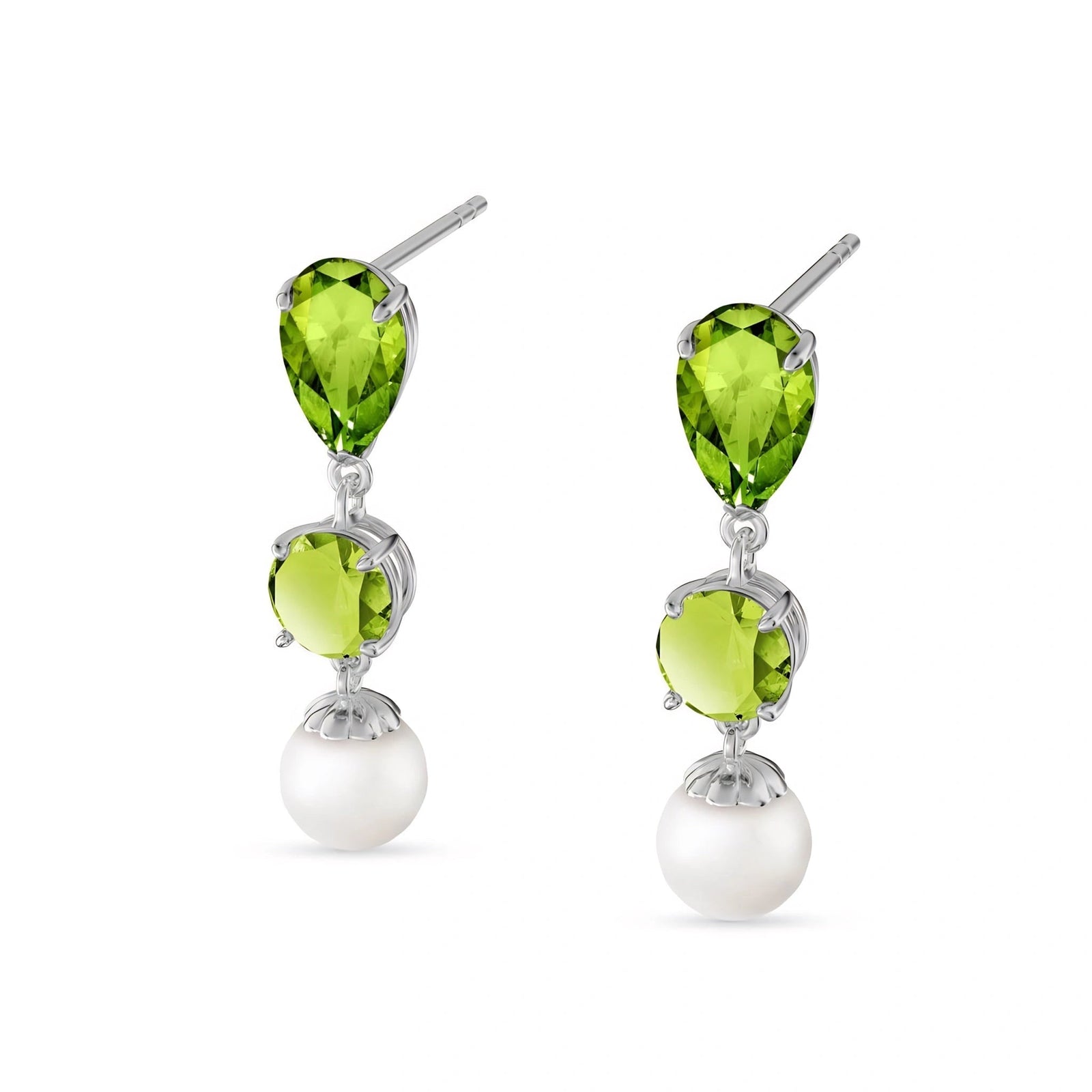 White Gold Pearl & Peridot — Mariacaterina
