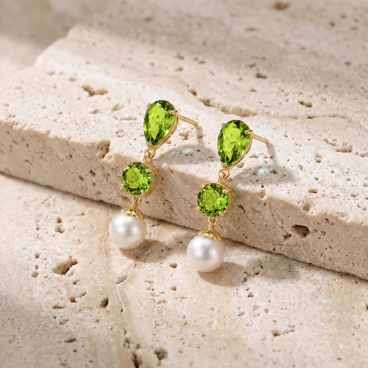 Yellow Gold Pearl & Peridot — Mariacaterina