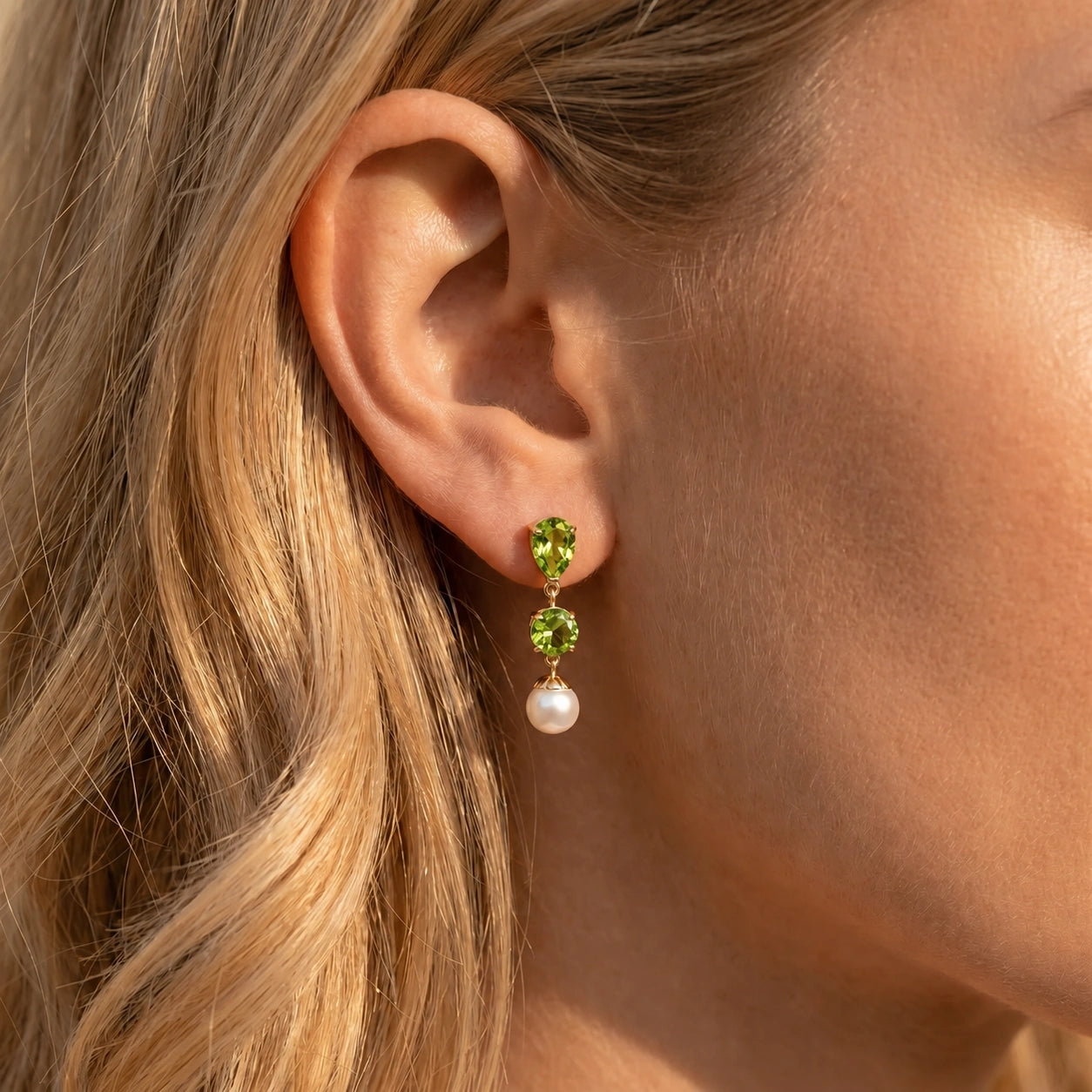 Yellow Gold Pearl & Peridot — Mariacaterina