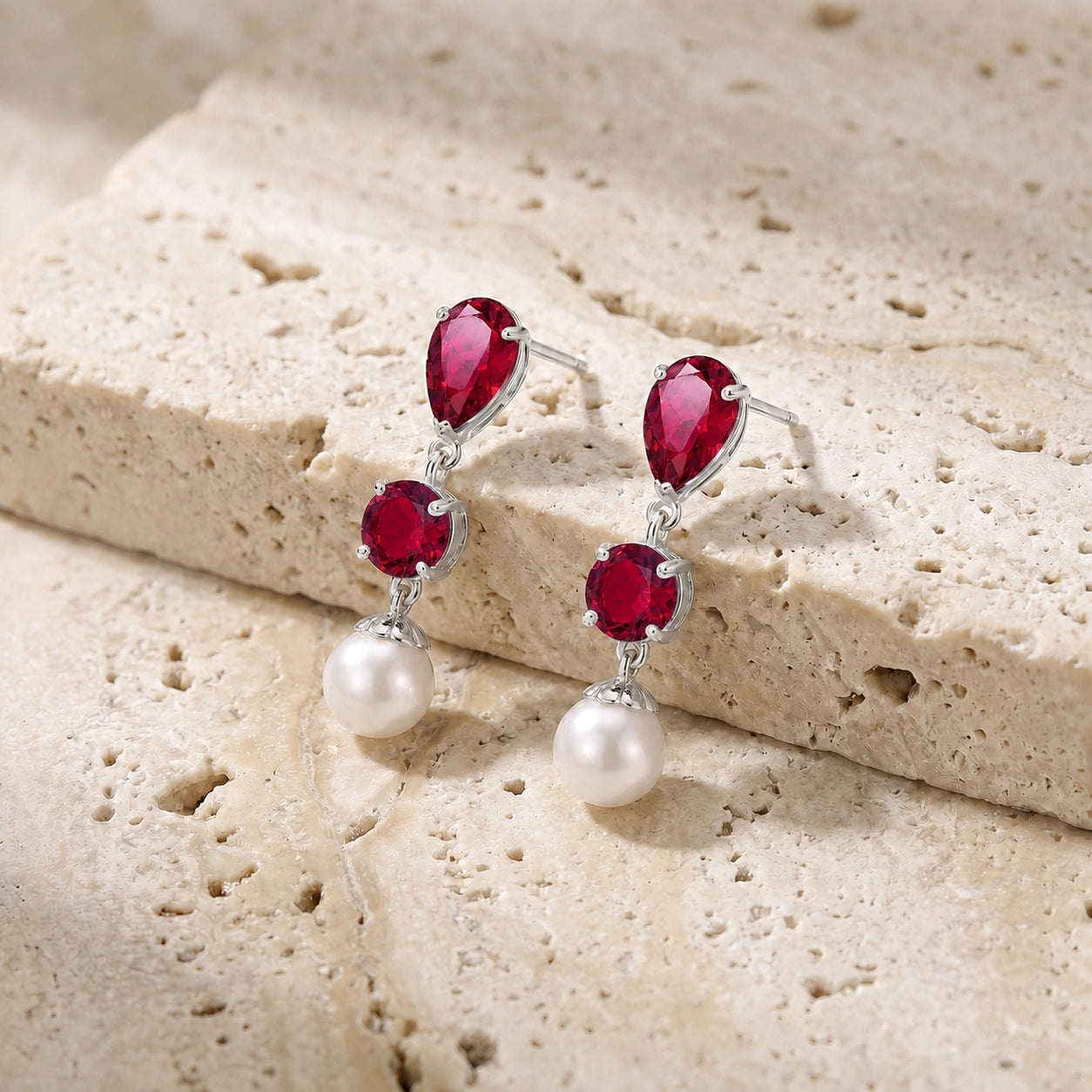 White Gold Pearl & Ruby — Mariacaterina