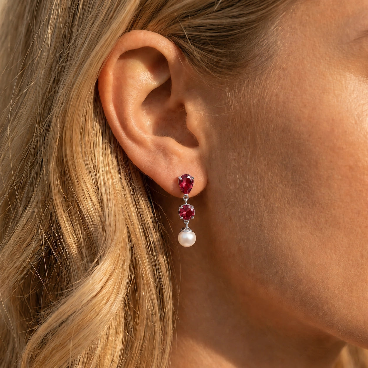 White Gold Pearl & Ruby — Mariacaterina