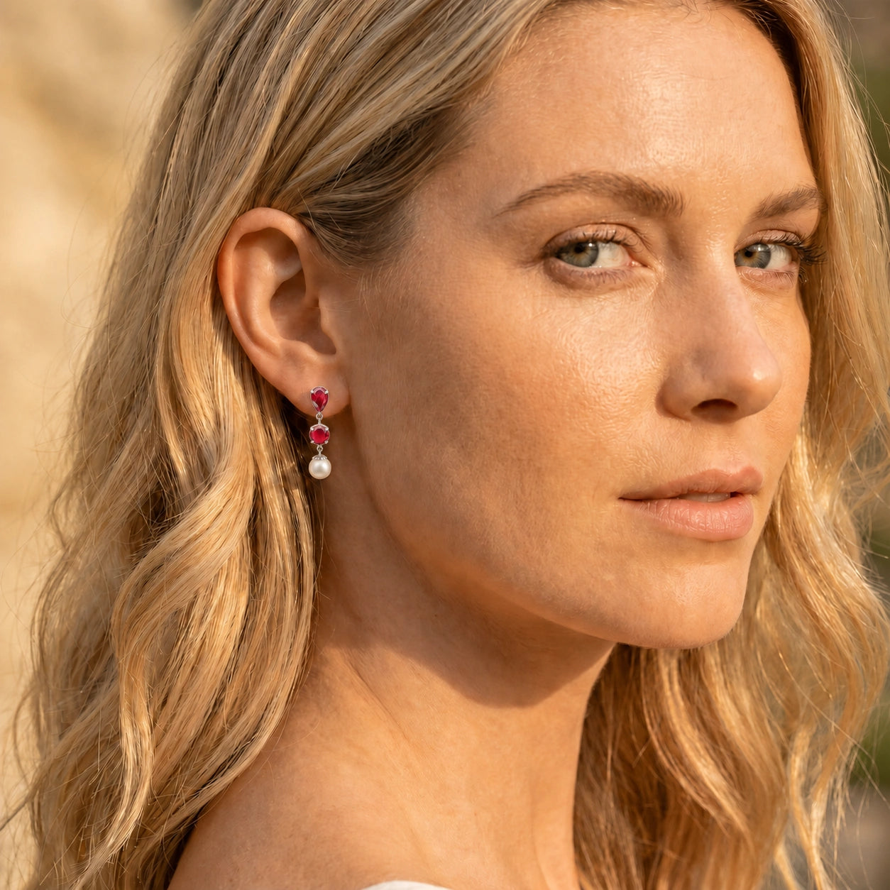 White Gold Pearl & Ruby — Mariacaterina