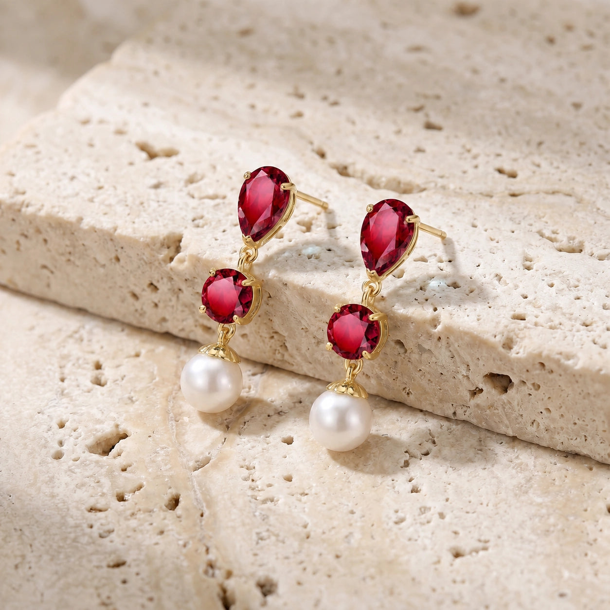 Yellow Gold Pearl & Ruby — Mariacaterina