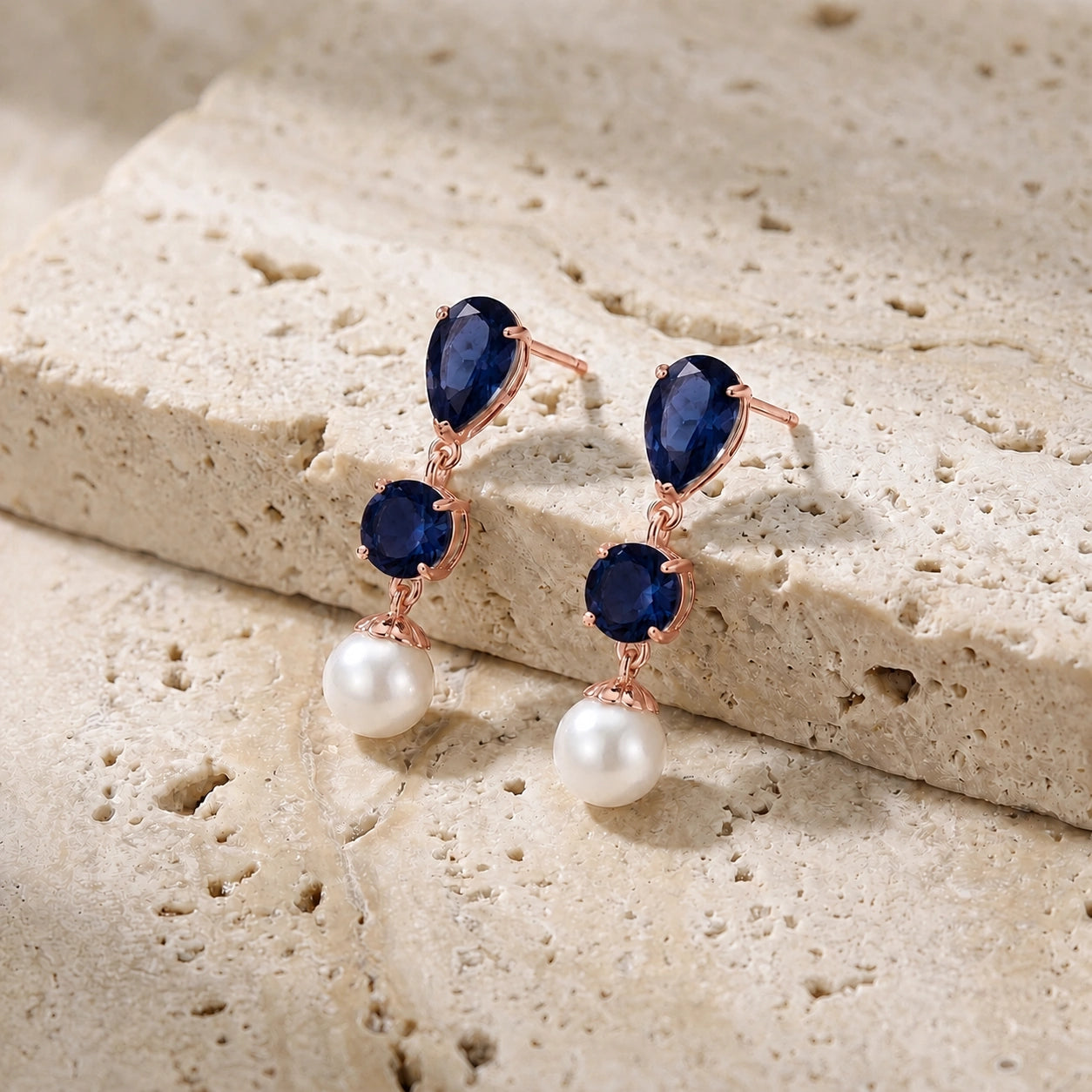 Rose Gold Pearl & Sapphire — Mariacaterina