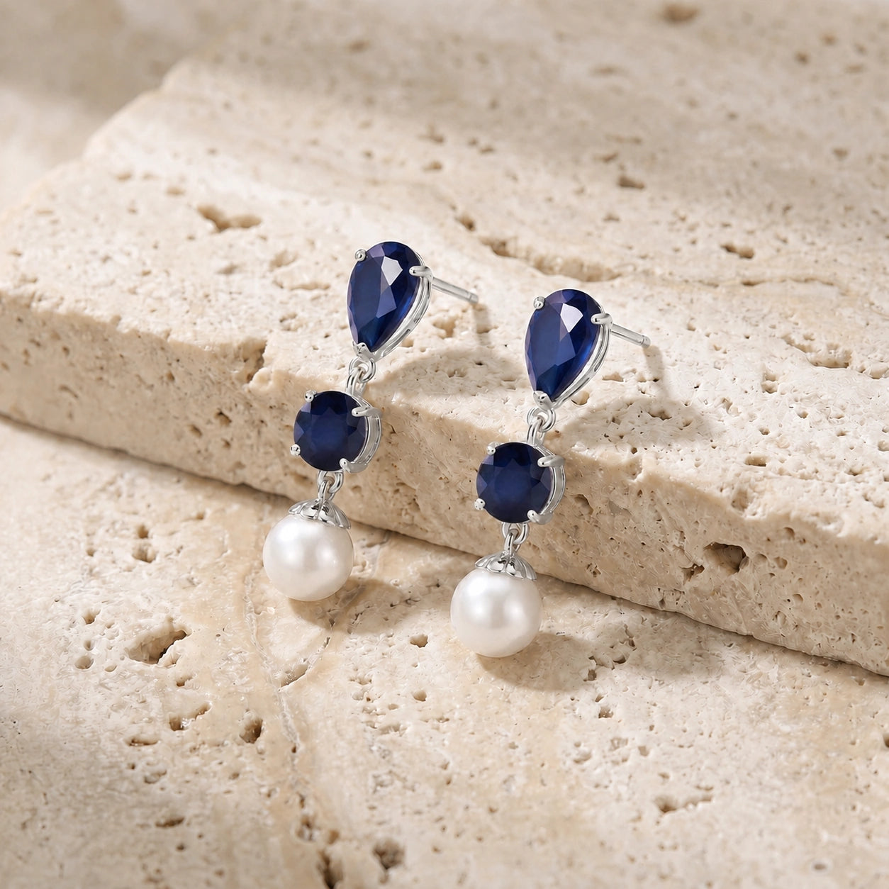 White Gold Pearl & Sapphire — Mariacaterina