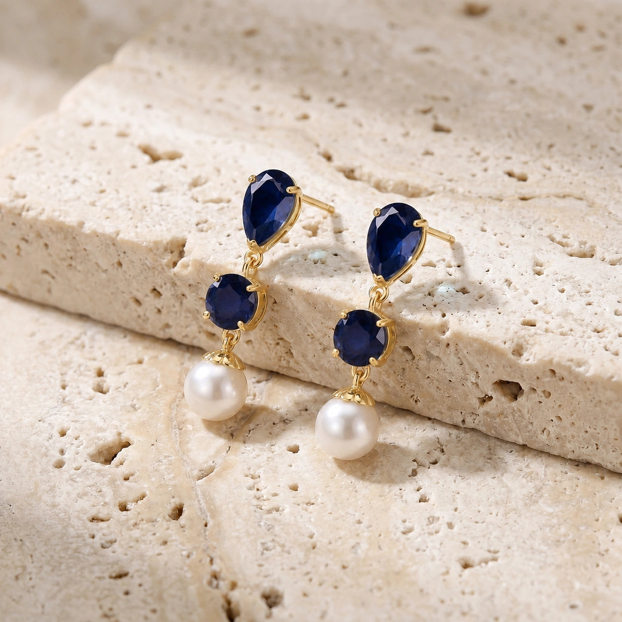 Yellow Gold Pearl & Sapphire — Mariacaterina
