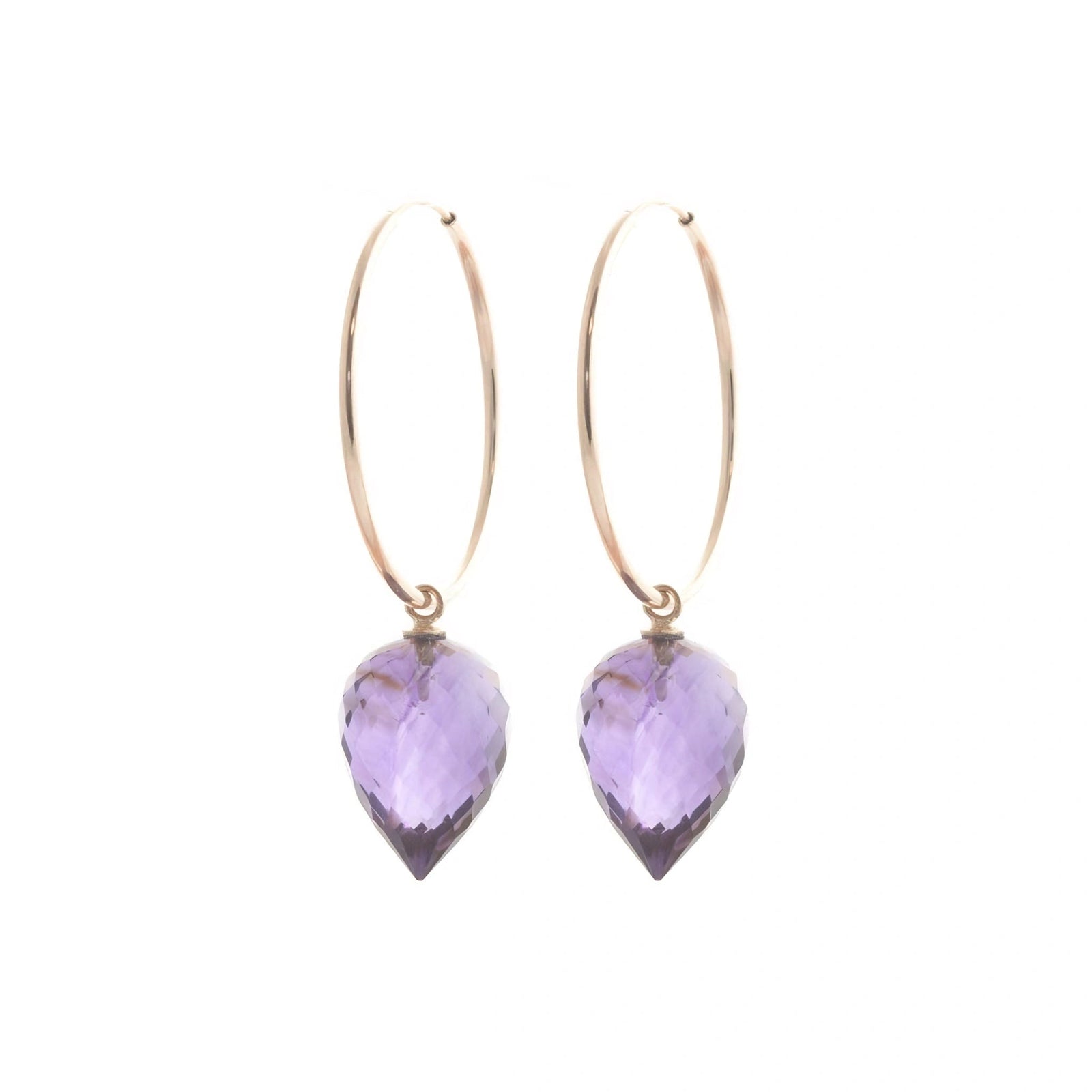 Rose Gold Pet Hoop Earrings Amethyst 10K — Malvina