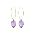 Yellow Gold Pet Hoop Earrings Amethyst 10K — Malvina