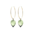Yellow Gold Pet Hoop Earrings Green Amethyst 10K — Malvina