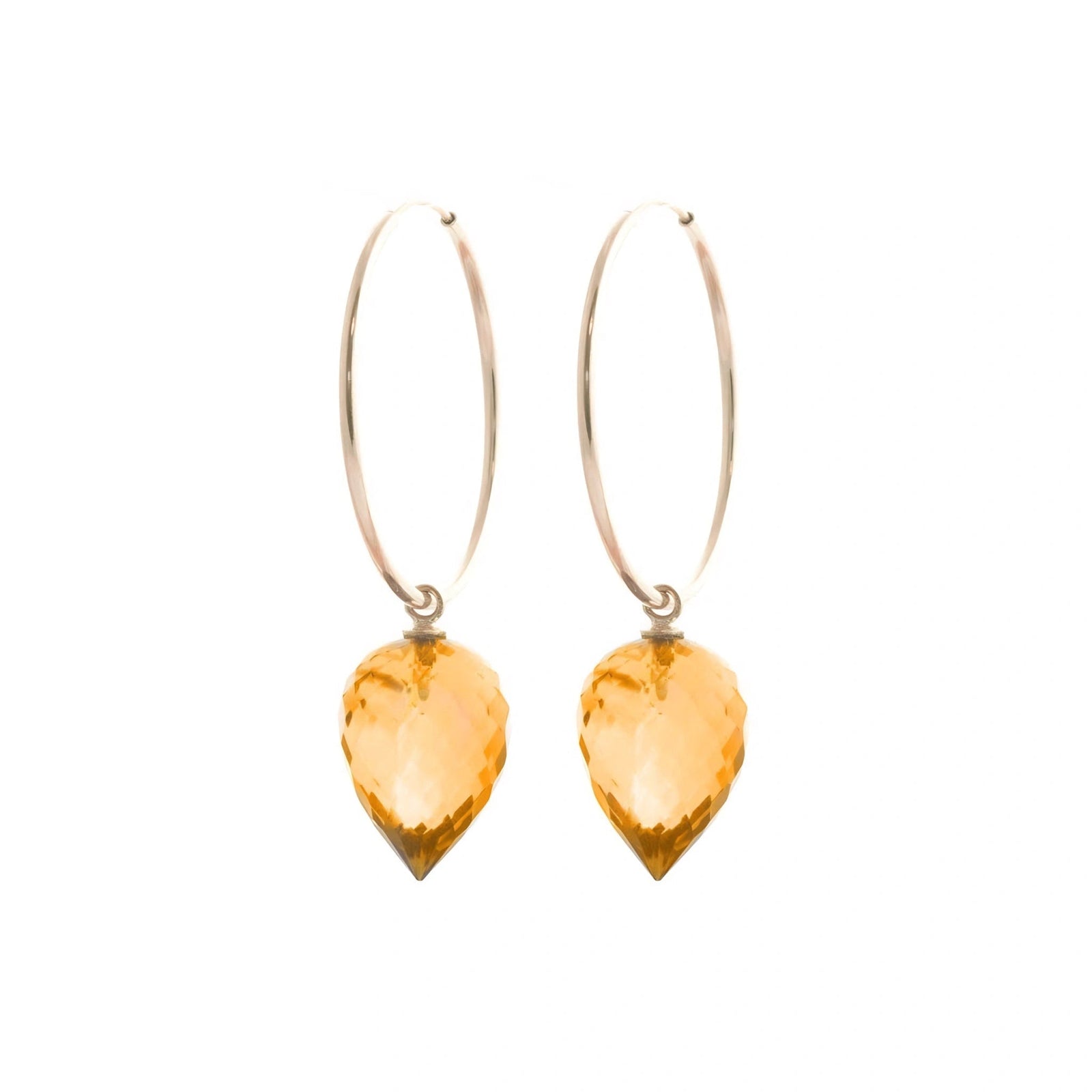 Rose Gold Pet Hoop Earrings Citrine 10K — Malvina