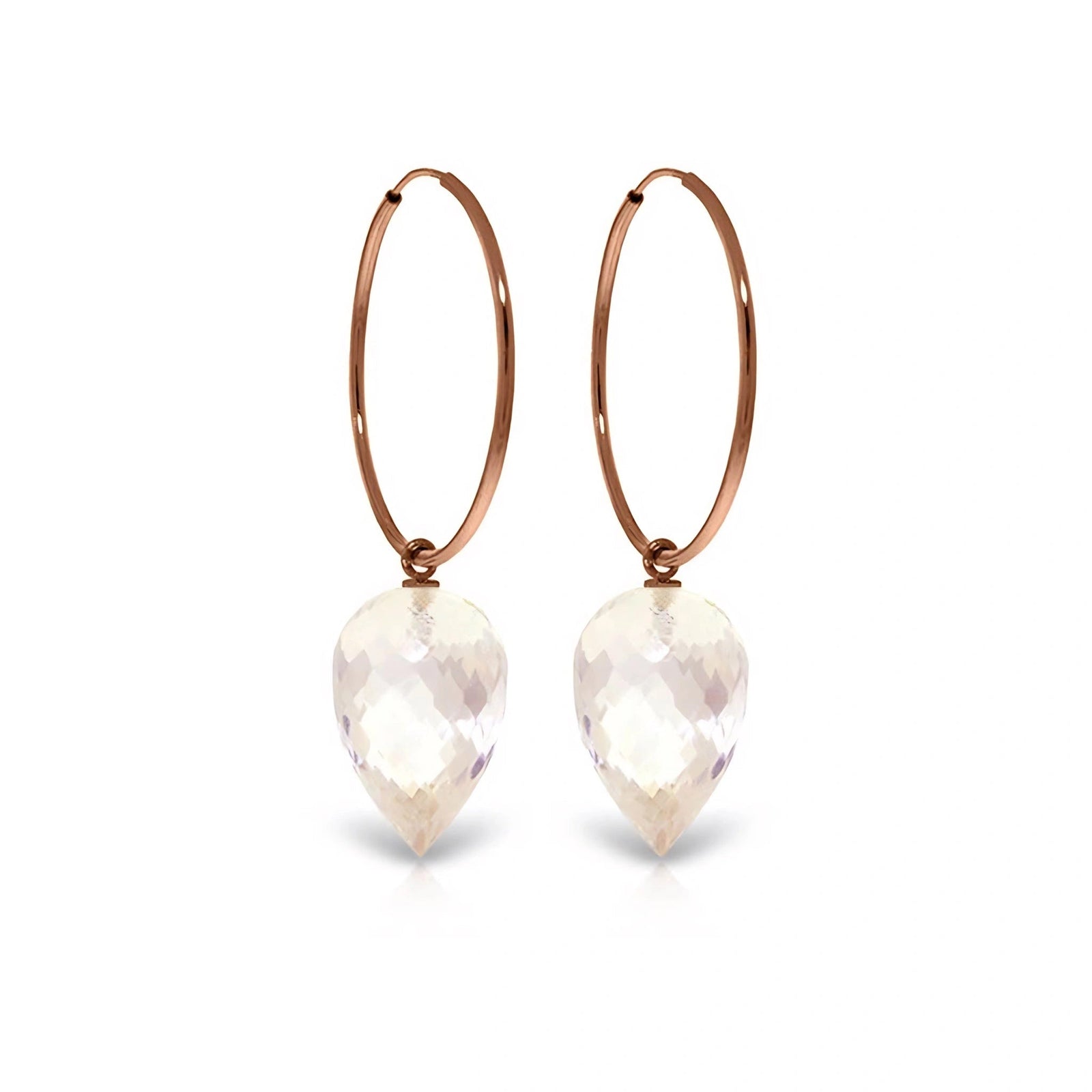 Rose Gold Pet Hoop Earrings White Topaz 10K — Malvina