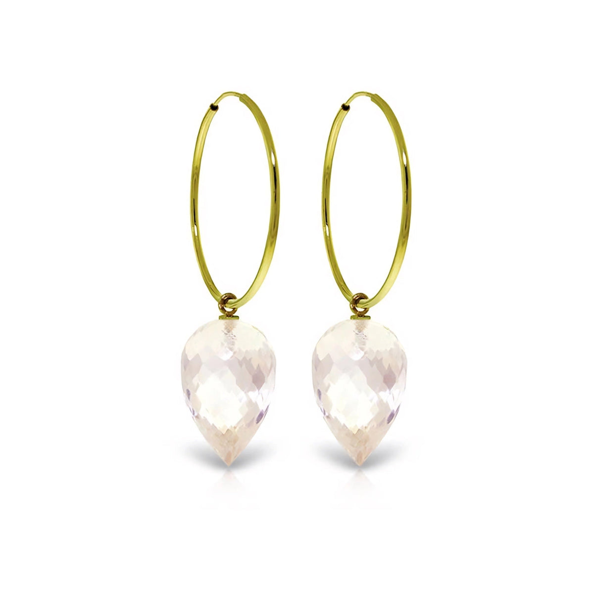 Yellow Gold Pet Hoop Earrings White Topaz 10K — Malvina