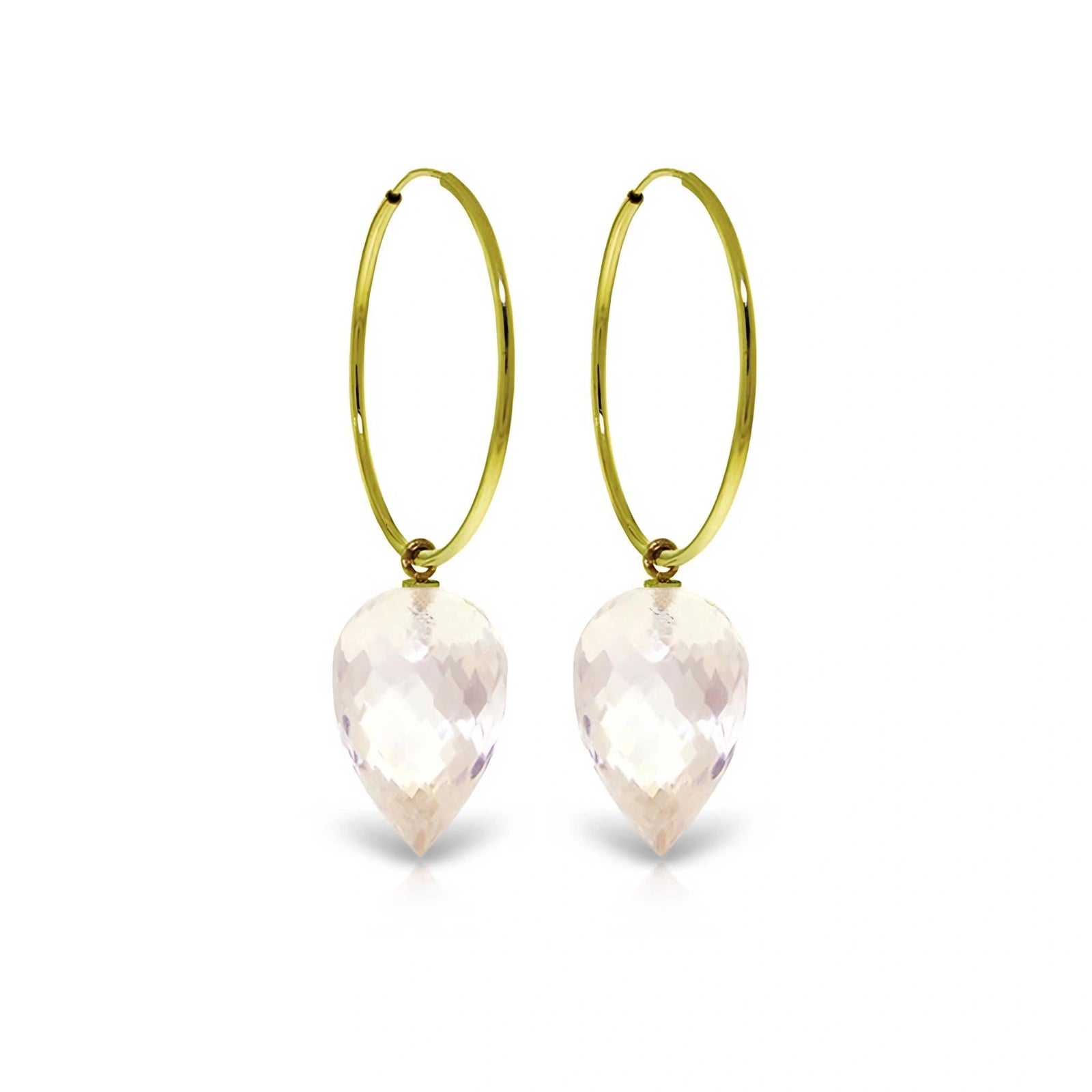 Yellow Gold Pet Hoop Earrings White Topaz 10K — Malvina