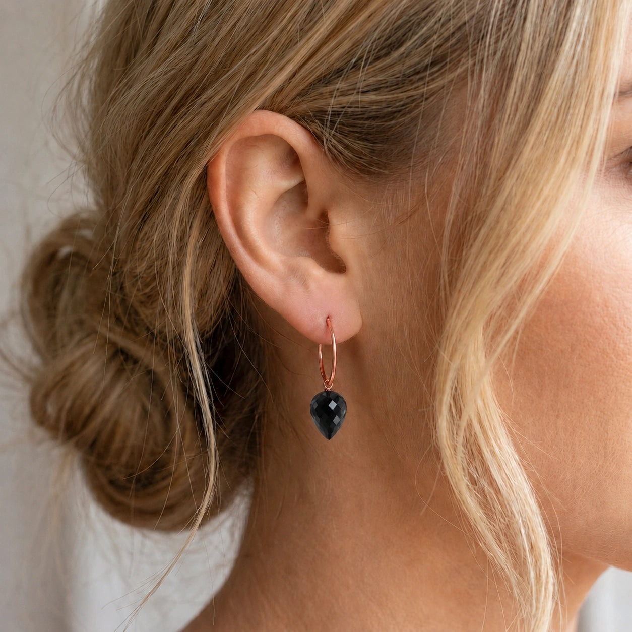 Rose Gold Pet Hoop Earrings Spinel 10K — Malvina