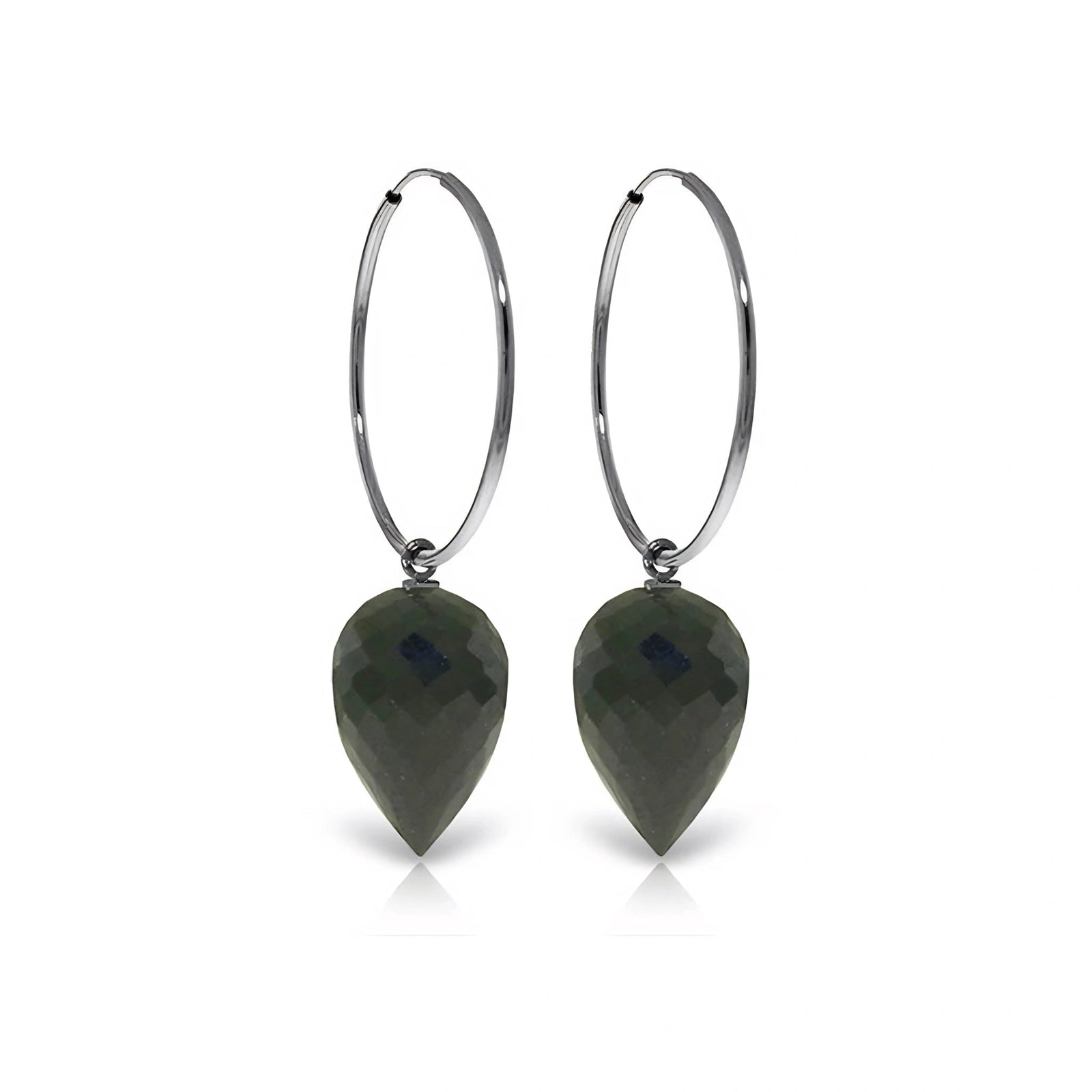 White Gold Pet Hoop Earrings Spinel 10K — Malvina