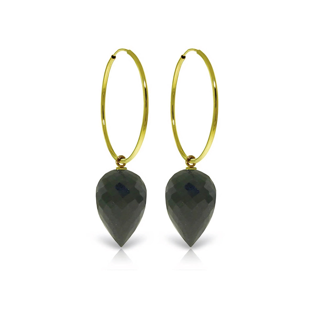 Yellow Gold Pet Hoop Earrings Spinel 10K — Malvina