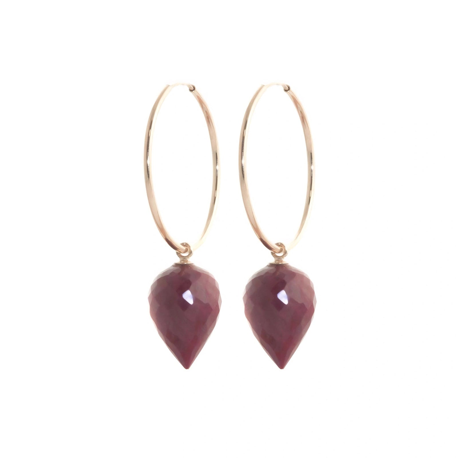 Rose Gold Pet Hoop Earrings Ruby 10K — Malvina