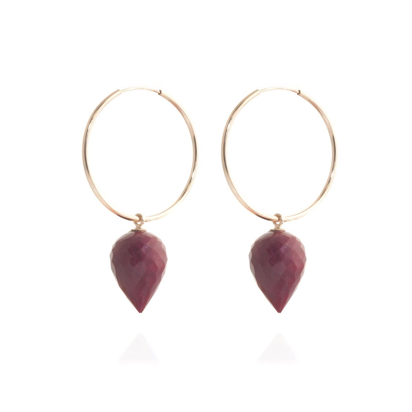 Rose Gold Pet Hoop Earrings Ruby 10K — Malvina