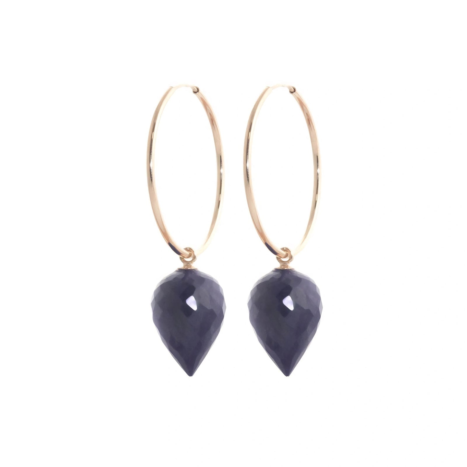 Rose Gold Pet Hoop Earrings Sapphire 10K — Malvina