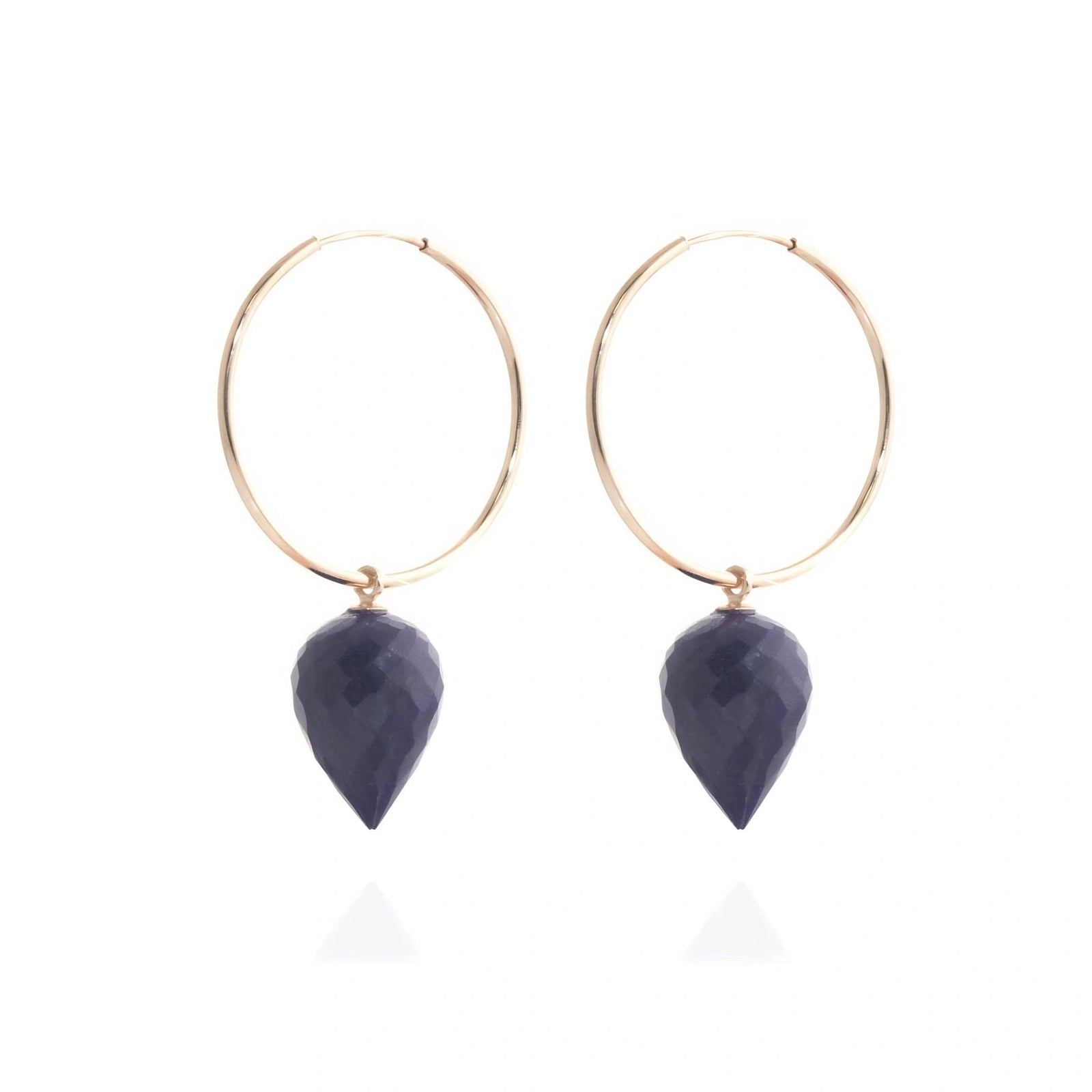 Rose Gold Pet Hoop Earrings Sapphire 10K — Malvina