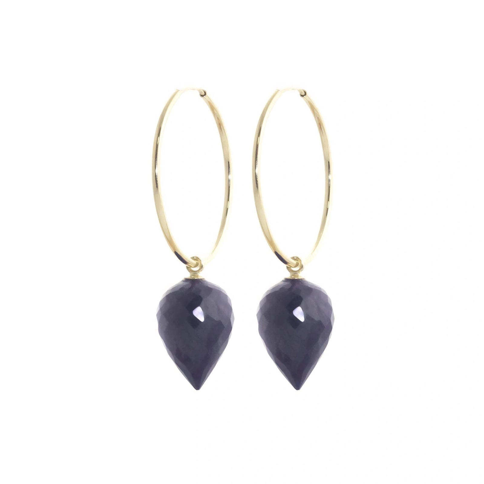Yellow Gold Pet Hoop Earrings Sapphire 10K — Malvina