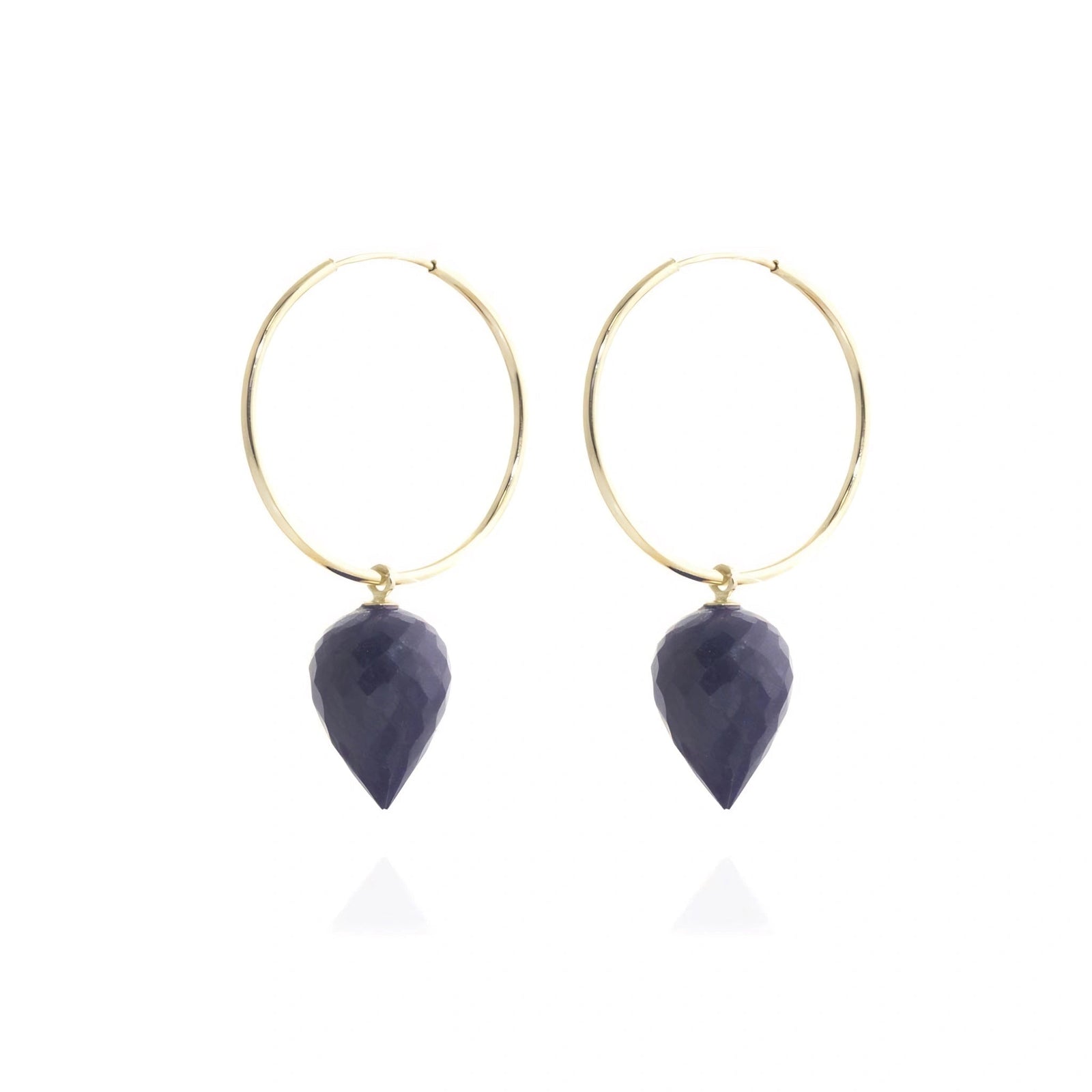 Yellow Gold Pet Hoop Earrings Sapphire 10K — Malvina