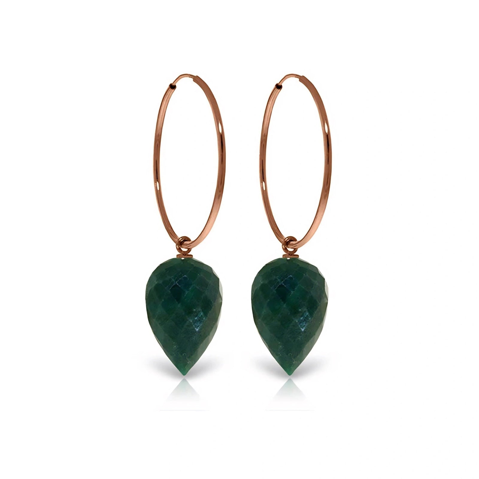 Rose Gold Pet Hoop Earrings Emerald 10K — Malvina