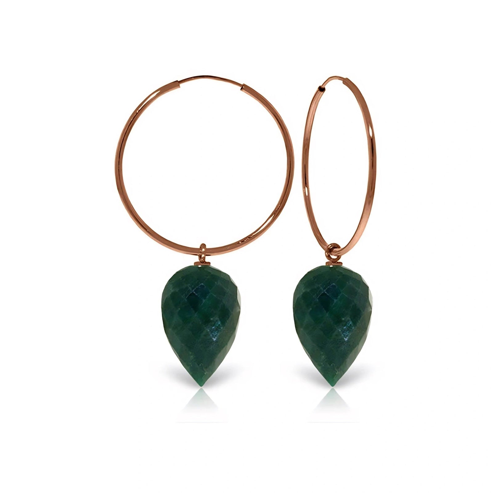Rose Gold Pet Hoop Earrings Emerald 10K — Malvina