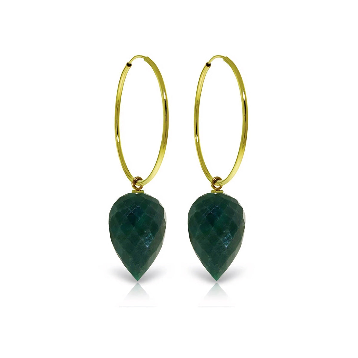 Yellow Gold Pet Hoop Earrings Emerald 10K — Malvina
