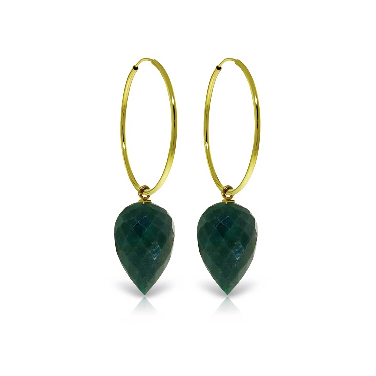 Yellow Gold Pet Hoop Earrings Emerald 10K — Malvina