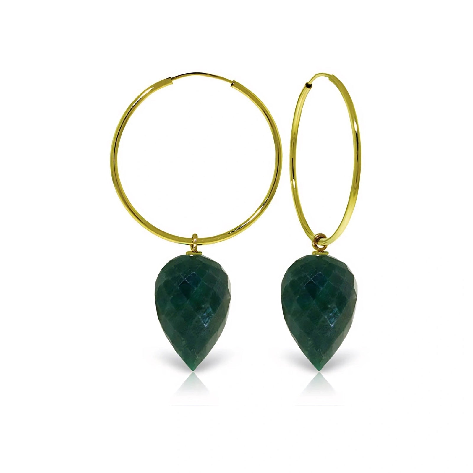 Yellow Gold Pet Hoop Earrings Emerald 10K — Malvina