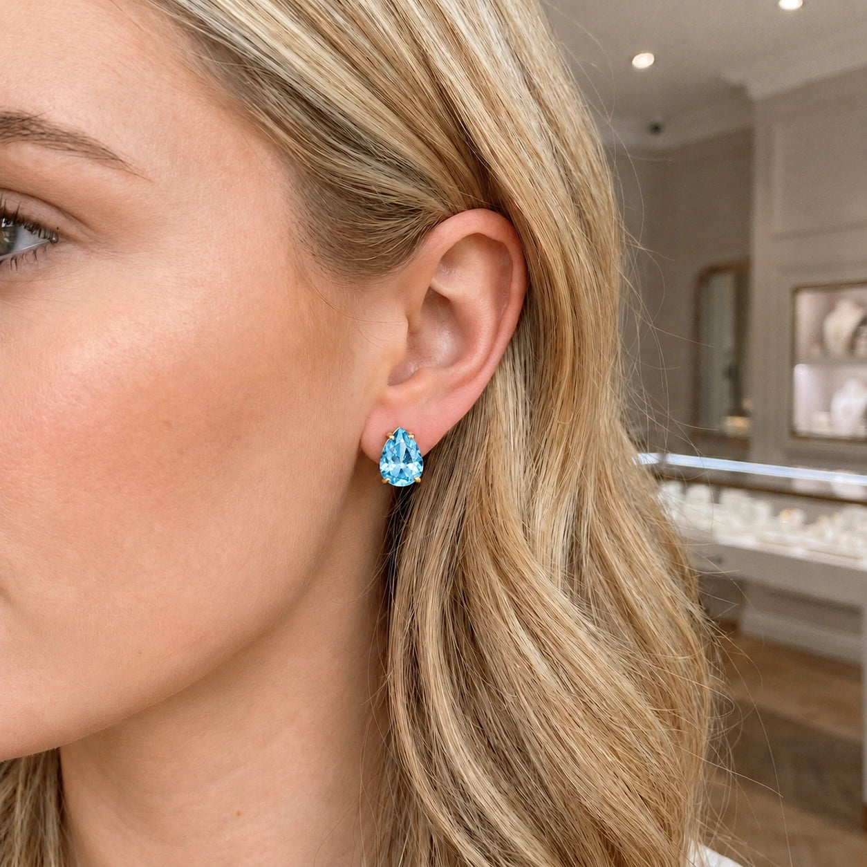 Yellow Gold Blue Topaz — Mariafrida
