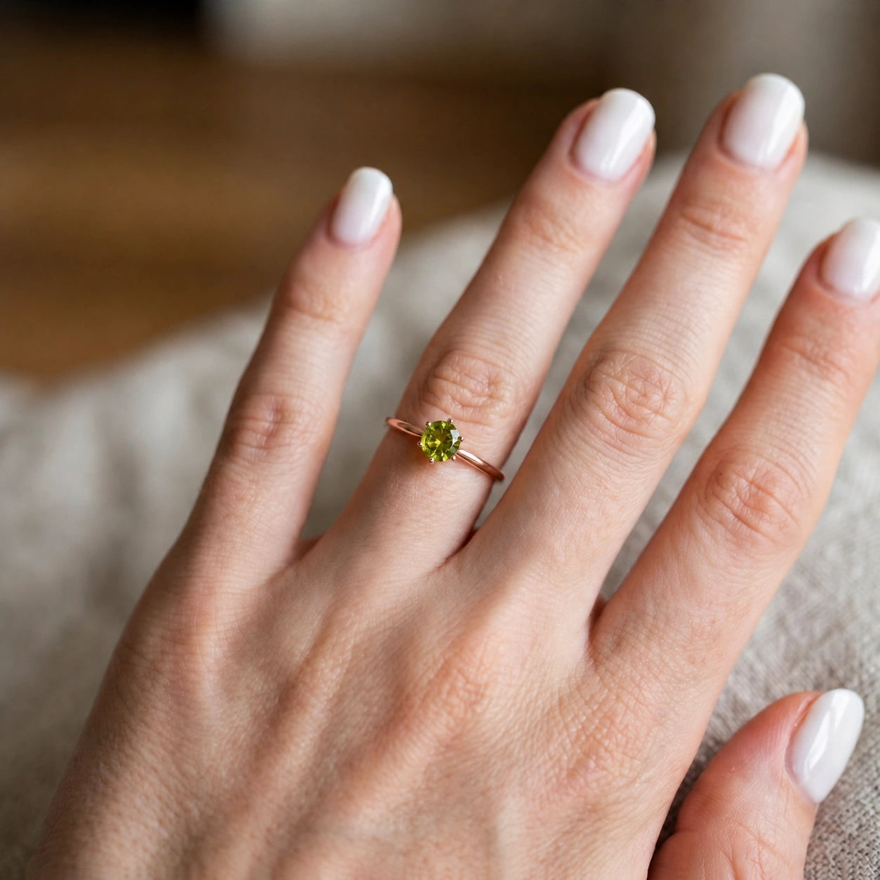 Rose Gold Ring Peridot 10K — Eufemia