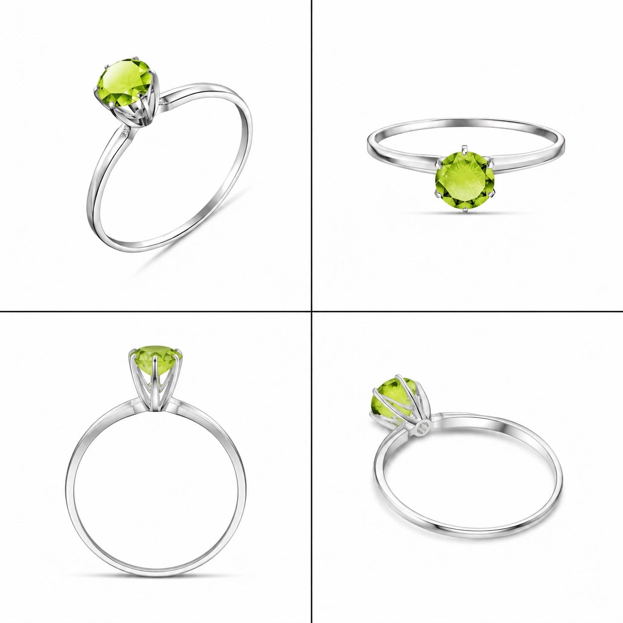 White Gold Ring Peridot 10K — Eufemia