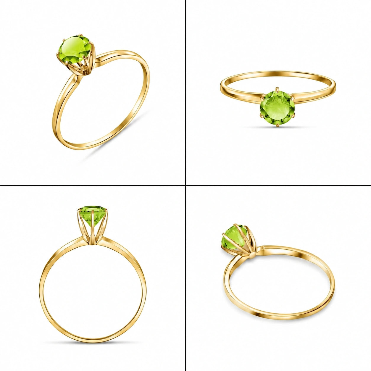 Yellow Gold Ring Peridot 10K — Eufemia