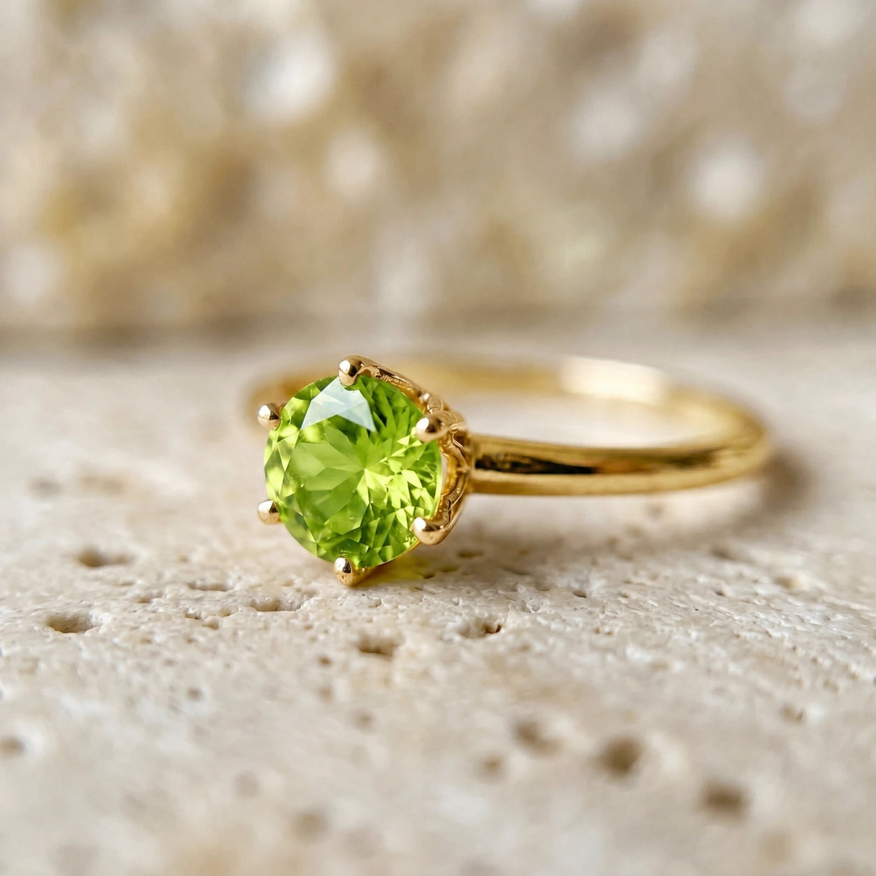 Yellow Gold Ring Peridot 10K — Eufemia