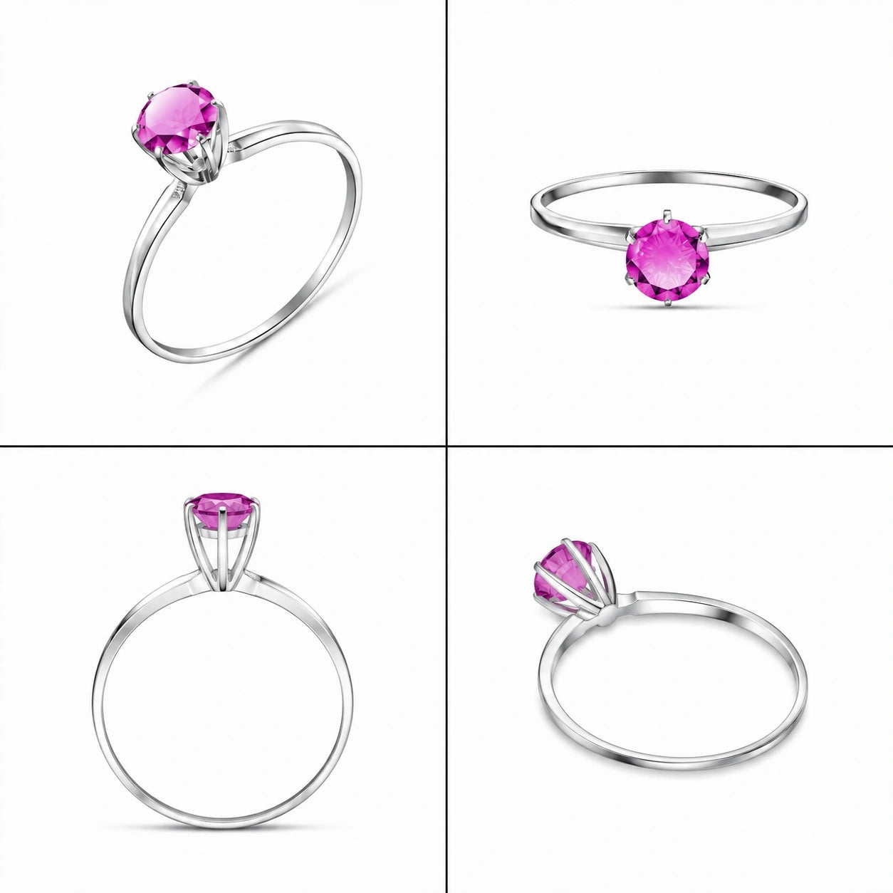 White Gold Ring Pink Topaz 10K — Eufemia