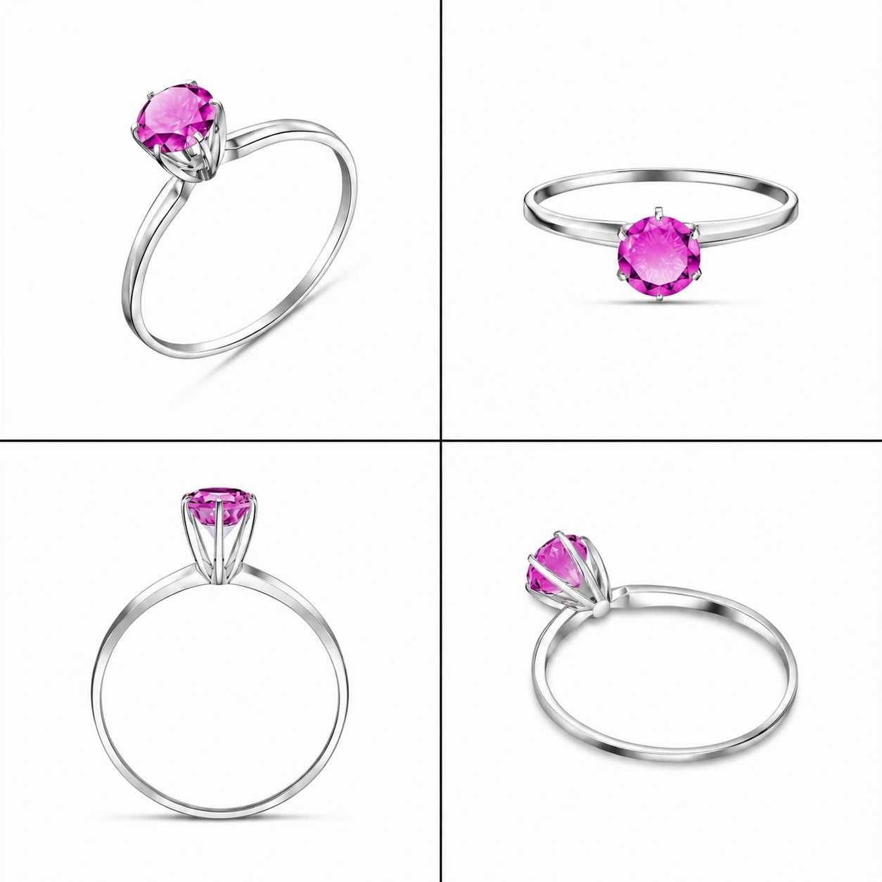 White Gold Ring Pink Topaz 10K — Eufemia