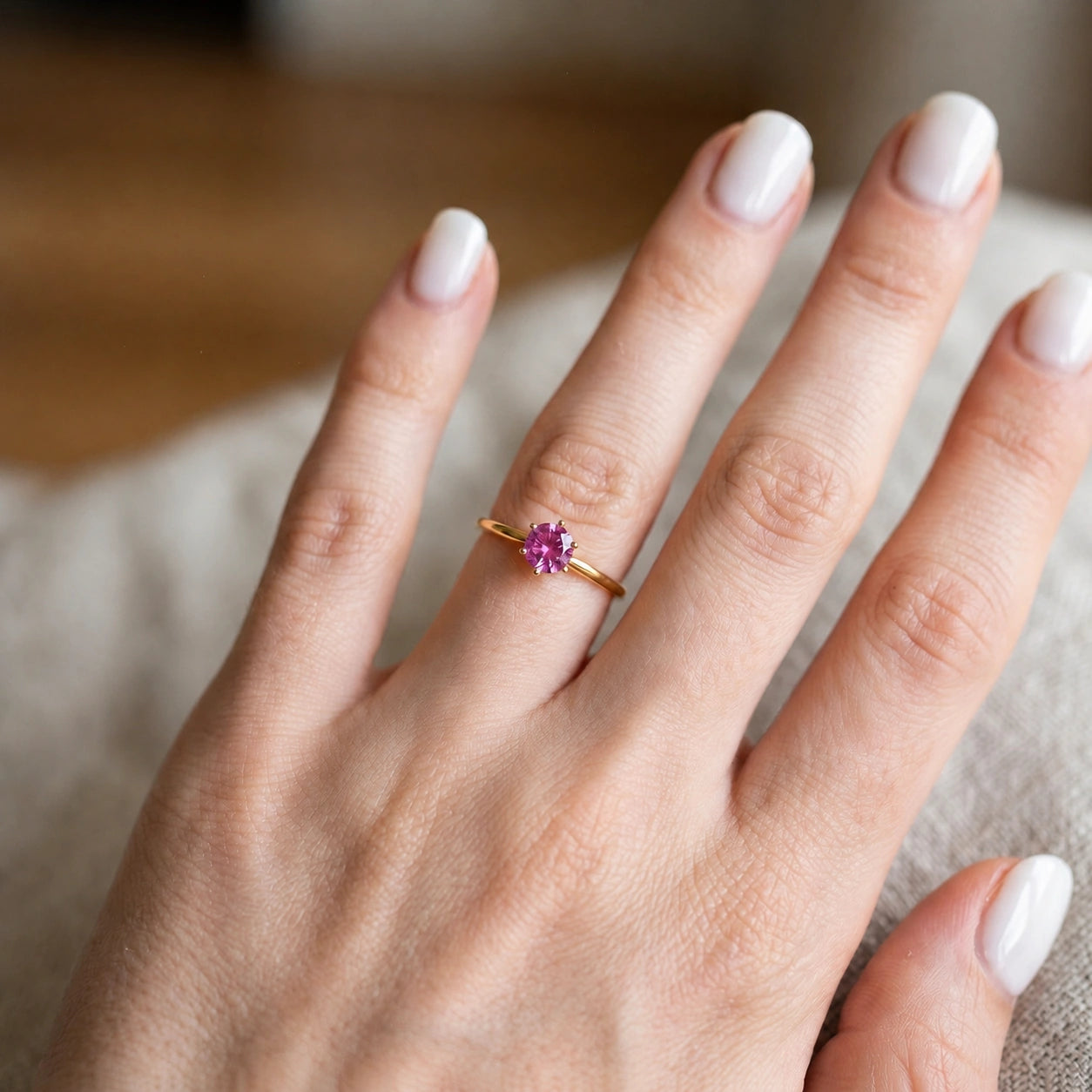 Yellow Gold Ring Pink Topaz 10K — Eufemia