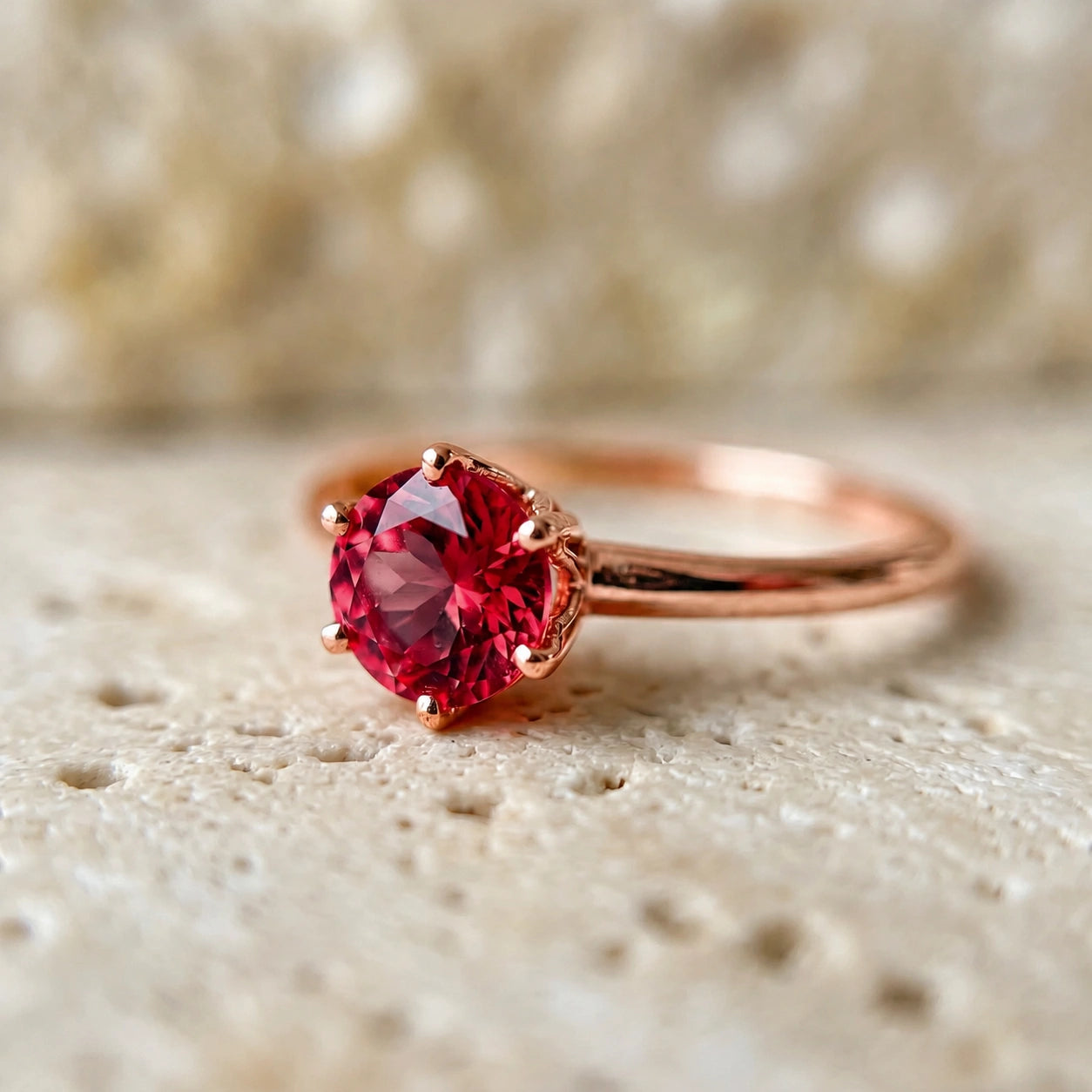 Rose Gold Ring Ruby 10K — Eufemia