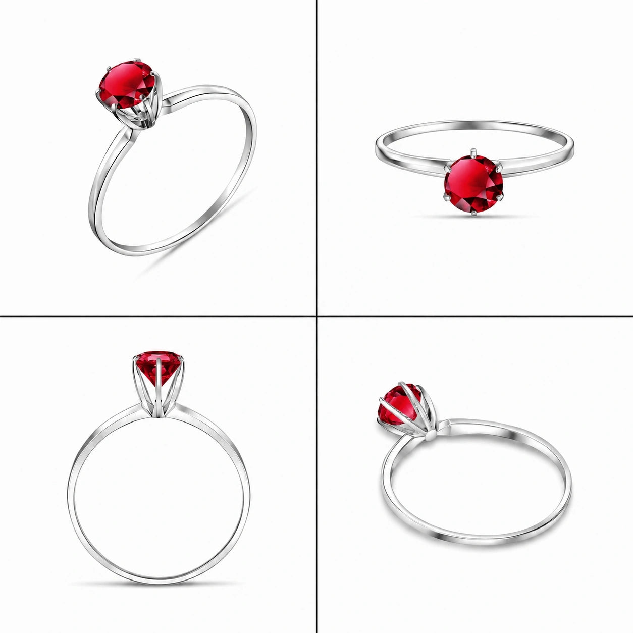 White Gold Ring Ruby 10K — Eufemia