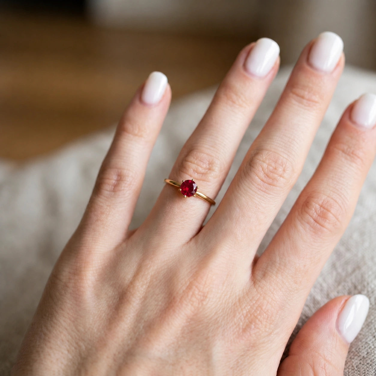 Yellow Gold Ring Ruby 10K — Eufemia