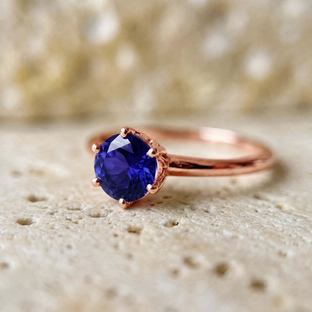 Rose Gold Ring Sapphire 10K — Eufemia