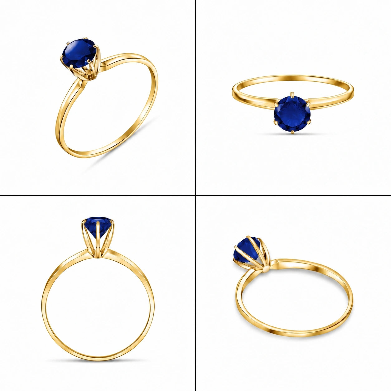 Yellow Gold Ring Sapphire 10K — Eufemia